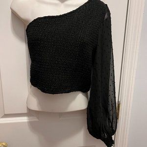 Aakaa Black large one shoulder top